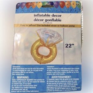 🍄NEW Giant Foil Ring Balloon 22” Tall Gold Engagement Wedding Bachelorette
